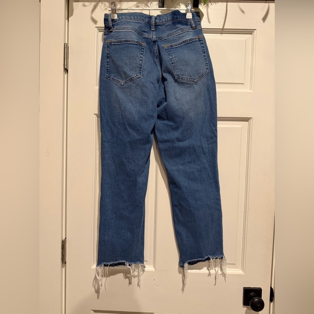 Abercrombie & Fitch Ankle Straight Ultra High Rise Blue Jeans Distressed Curve - Picture 5 of 7